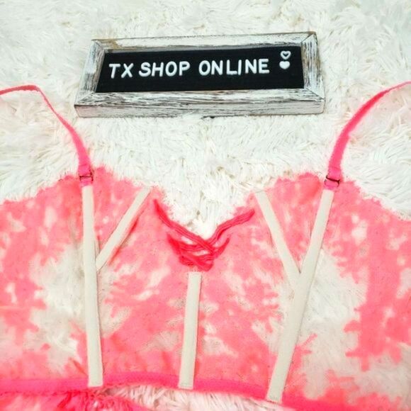SMALL Victoria's Secret pink boho lace shortie & bralette Set NWT - Picture 8 of 10